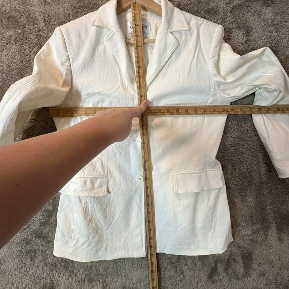 Osca de la Renta White Basketweave Blazer Jacket Women's 10 M Medium - Picture 9 of 9